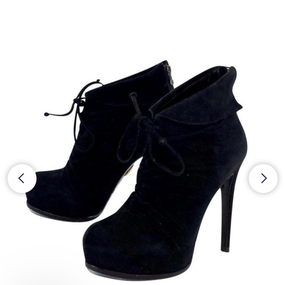 Pour La Victoire Black Suede Lace Up Boots